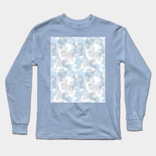 Soft Blue and Gray Tie-Dye Long Sleeve T-Shirt